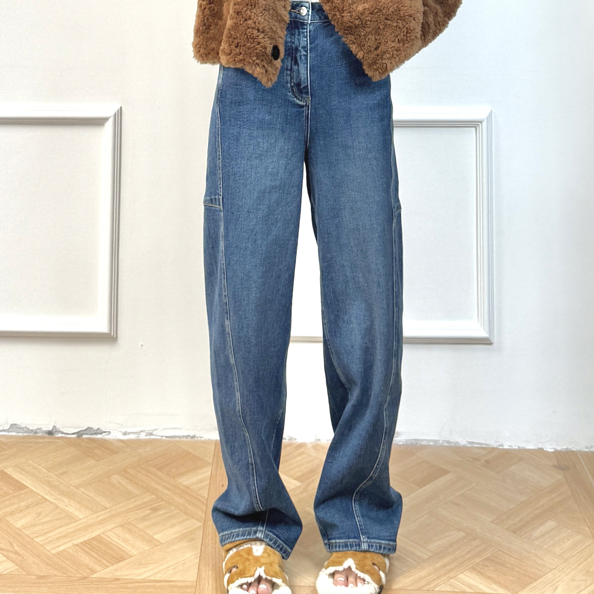 【Latti】时髦先锋-高腰阔腿显瘦复古弯刀牛仔裤