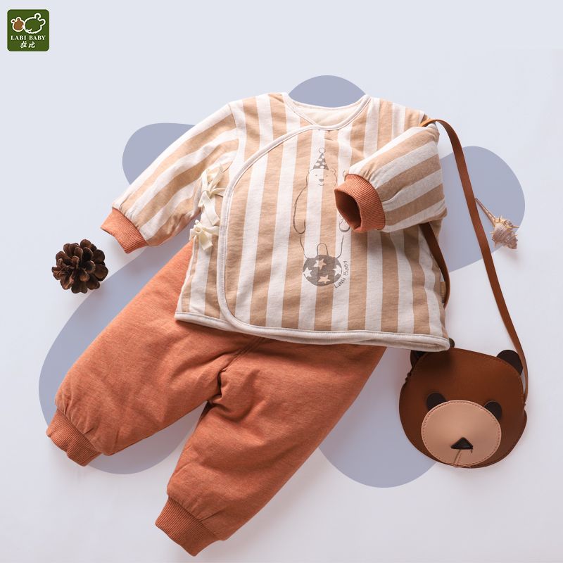 拉比新生婴儿棉衣套装秋冬男女通用分体宝宝冬季棉袄棉裤0-3个月