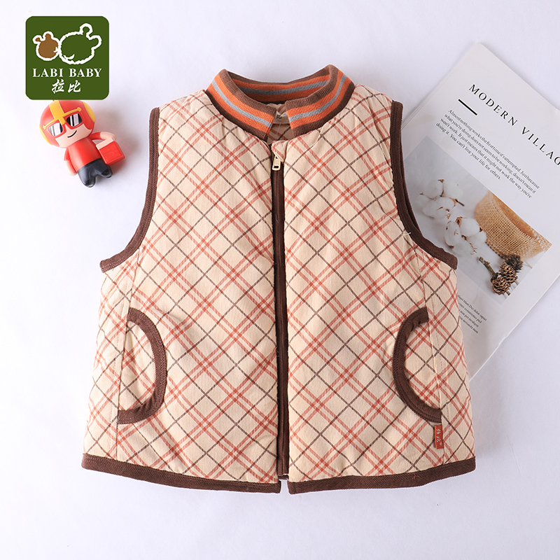 拉比儿童马夹秋冬马甲棉背心加厚保暖小童外套宝宝坎肩1折起清仓