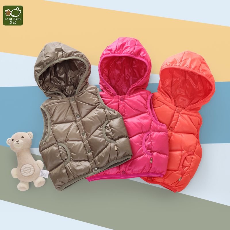 拉比童装秋冬婴幼儿羽绒服儿童加厚羽绒马夹外穿背心男女宝宝马甲