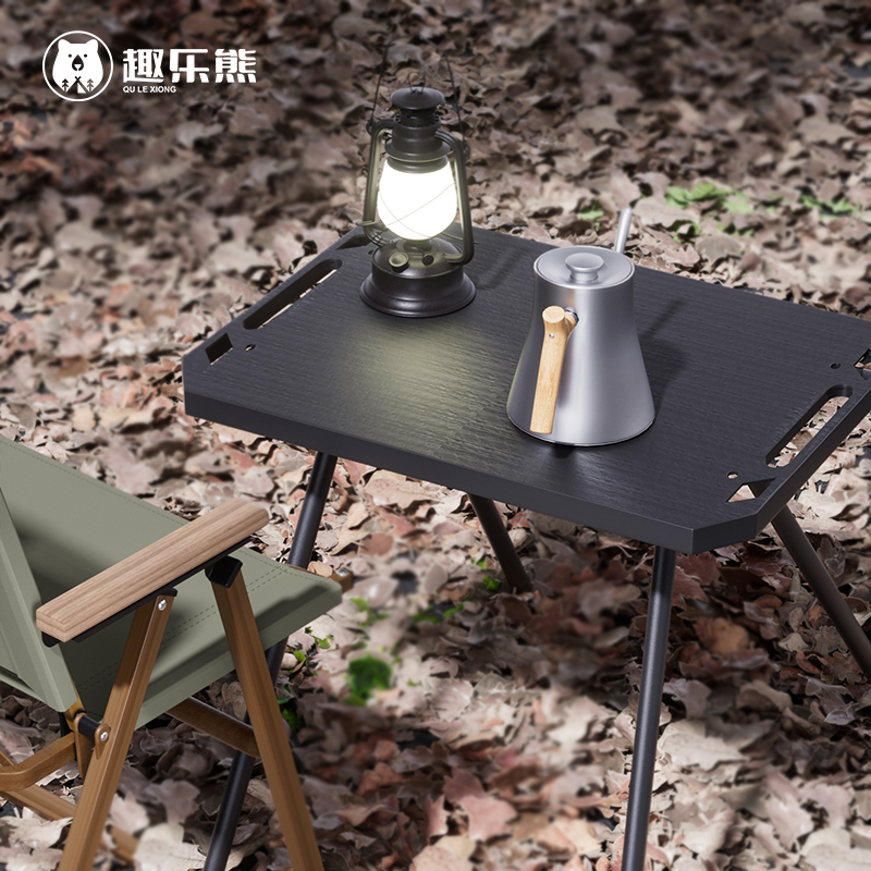 露营桌椅户外折叠小方桌双层战术桌便携式露营桌装备带灯架小茶几