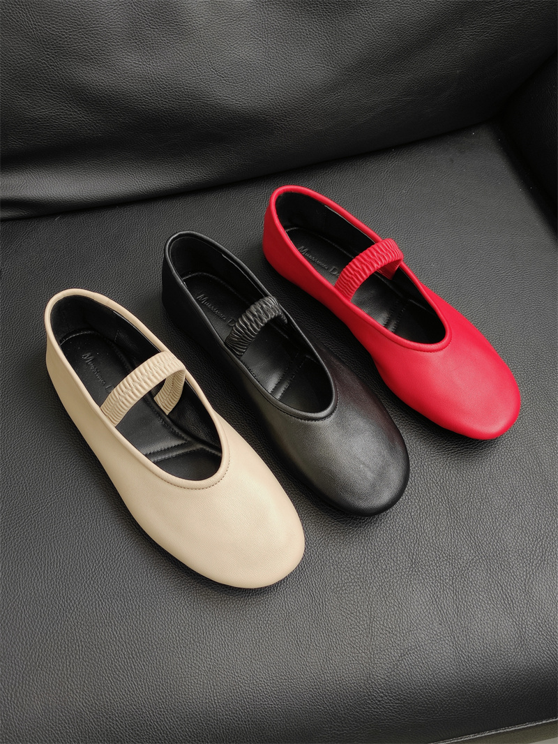 慕林娜  软底软面全羊皮舒适平底芭蕾鞋浅口百搭圆头单鞋女  0601