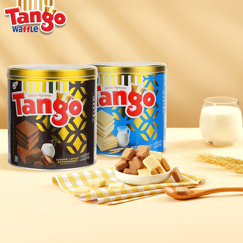 【临近赏味期11月到期】印尼进口Tango探戈一口脆威化饼干罐装290g