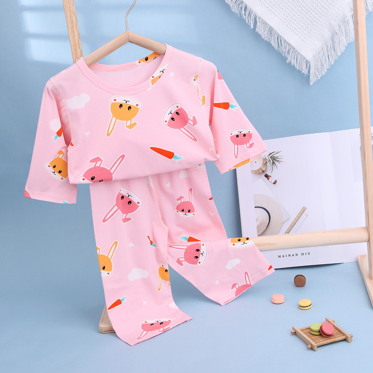 1  新款儿童夏季空调服八分袖家居服套装宝宝薄款睡衣《401-601》