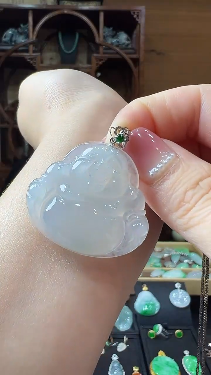 【闪购商品】翡翠颈饰18K金镶嵌挂件