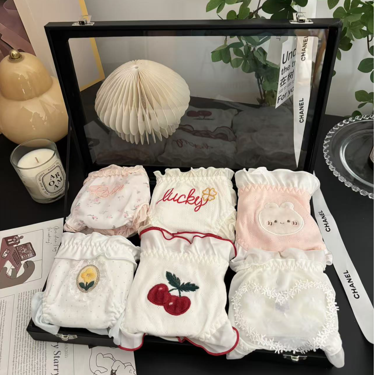 1号【高货自选】少女风日系蕾丝内裤可爱刺绣甜美包臀女士