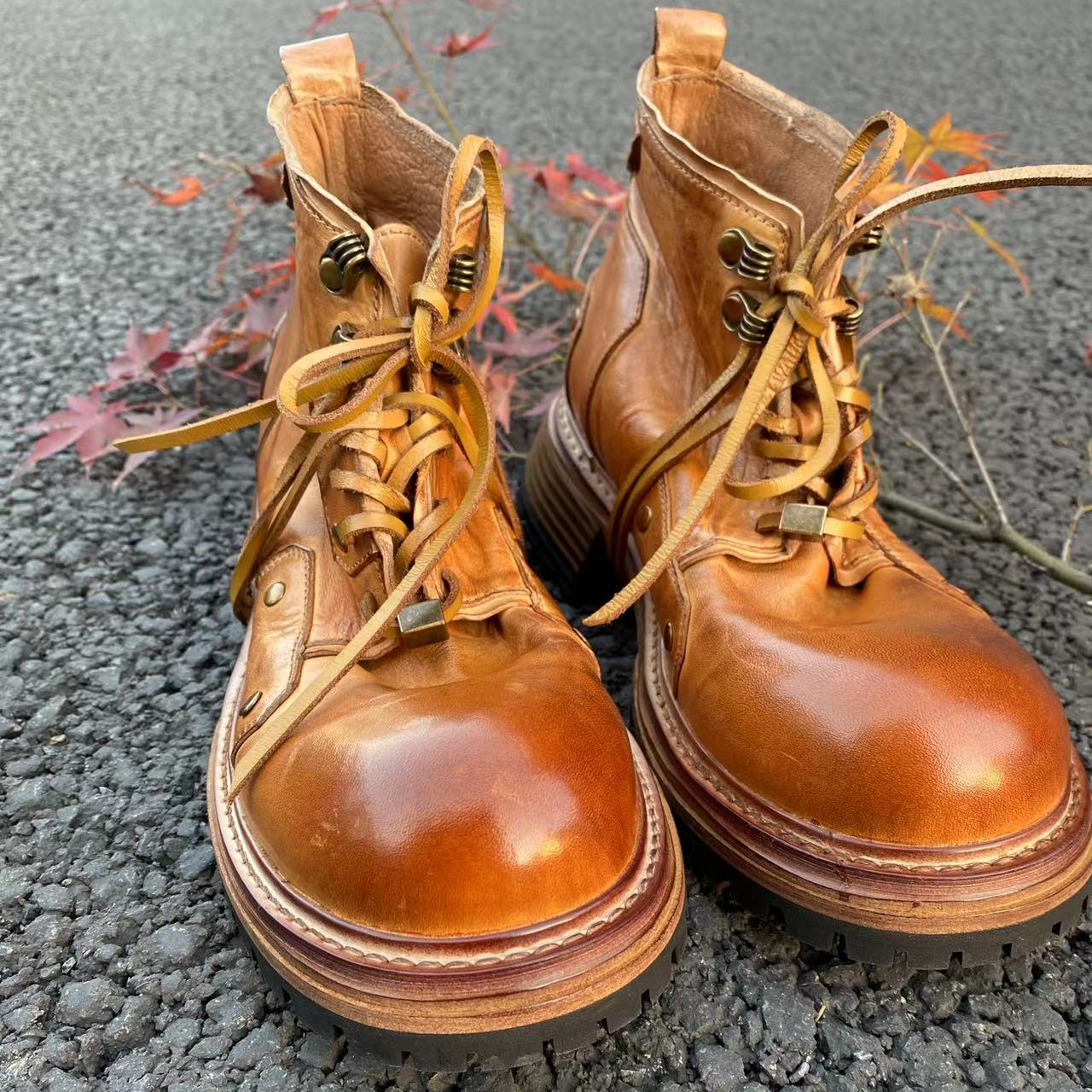 小辰手工女鞋（34-40码）/4.5cm欧版定制真皮手工做旧马丁靴