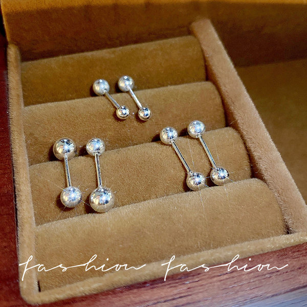 合金耳饰 双头养耳洞拧螺丝耳骨钉女耳骨钉免摘耳钉女豆豆耳钉