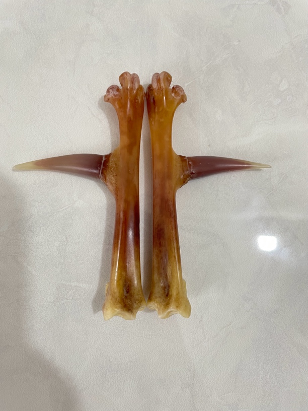 鸡爪骨手把件粉色直蹬一对