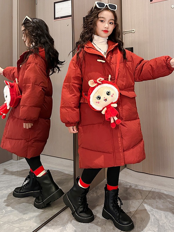 巴拉巴拉女童羽绒服冬装2023加厚羽绒外套儿童中长款白鸭绒拜年服