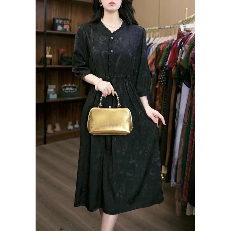 6696-25（黑）新款舒适时尚连衣裙+-