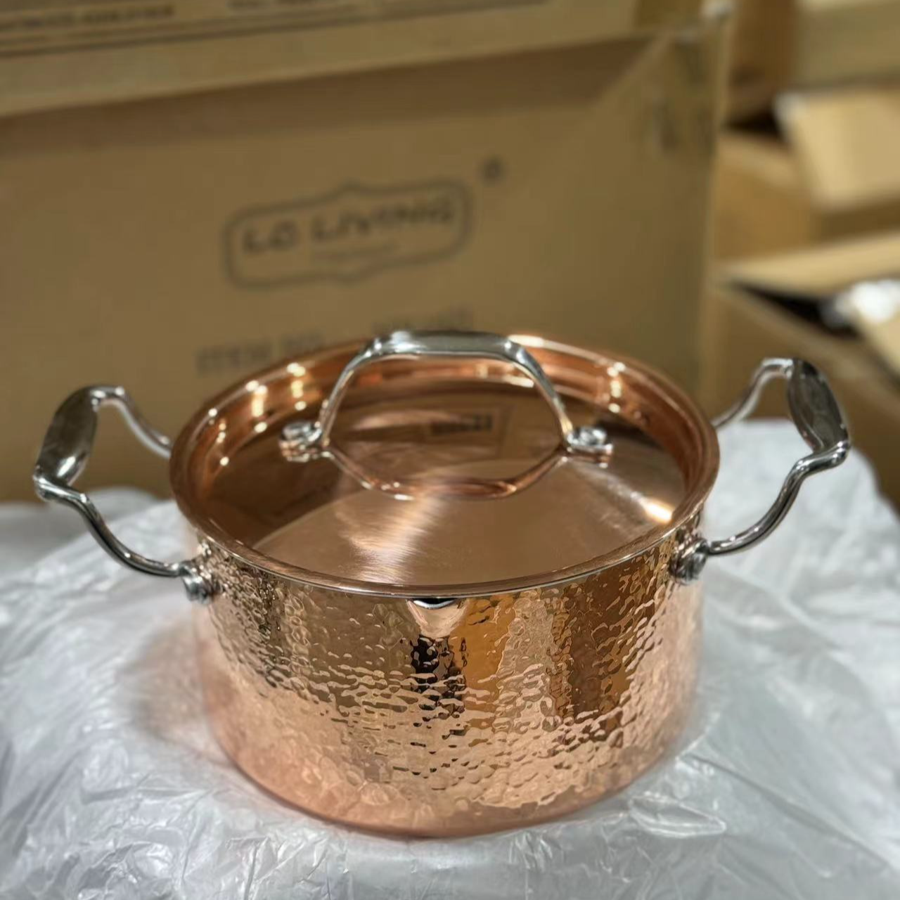 奥地利锤纹紫铜汤锅20cm【铜盖】20*12cm