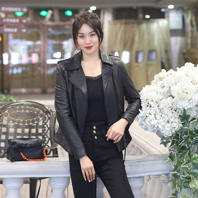 初晓2023年新款时尚女士皮衣外套黑色舒适洋气潮流百搭款外套 10