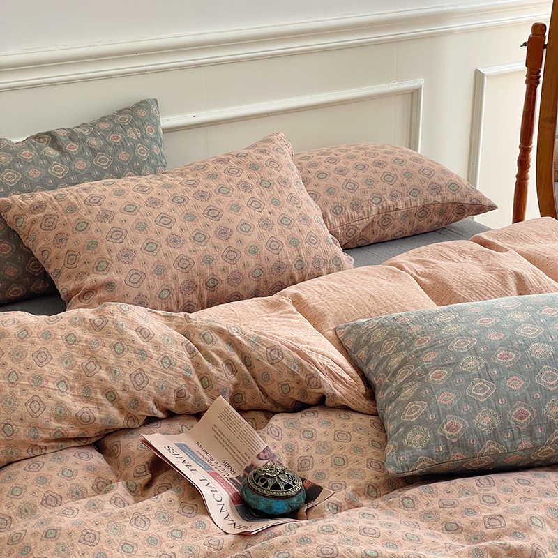 艾咪 新款复古少女风双层纱色织提花四件套 安娜-玉