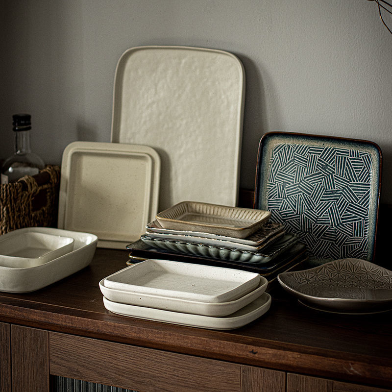 【日式和风方盘大合集】陶瓷家用牛排盘菜盘复古甜品盘寿司盘微瑕