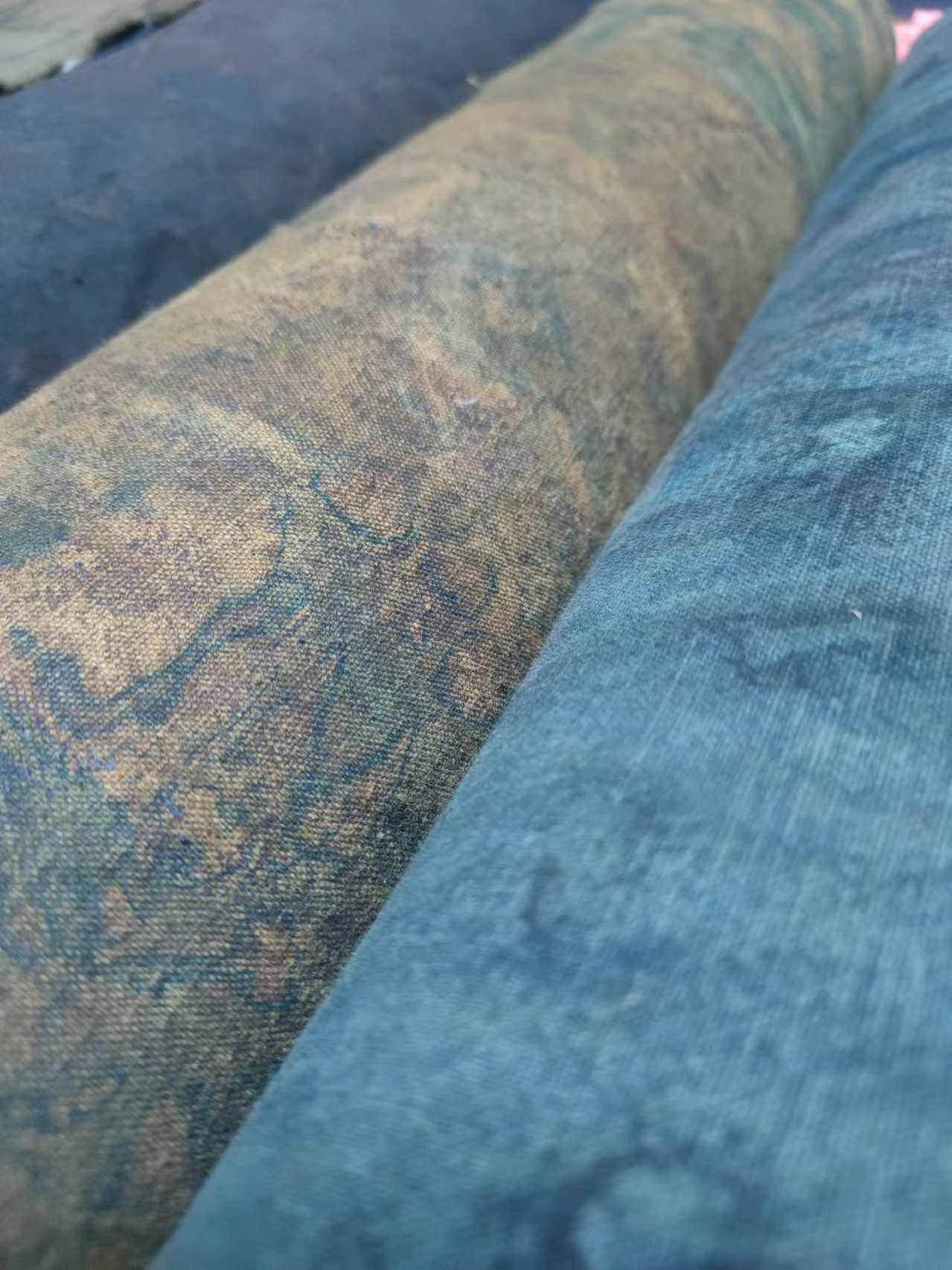 纯手工植物，染柿染布布料布头老土布植物染布料，纯棉信封花束