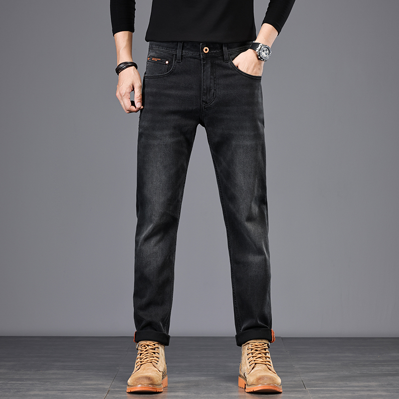 2024秋冬新款时尚简约设计高端品质修身小直筒休闲黑灰色牛仔裤