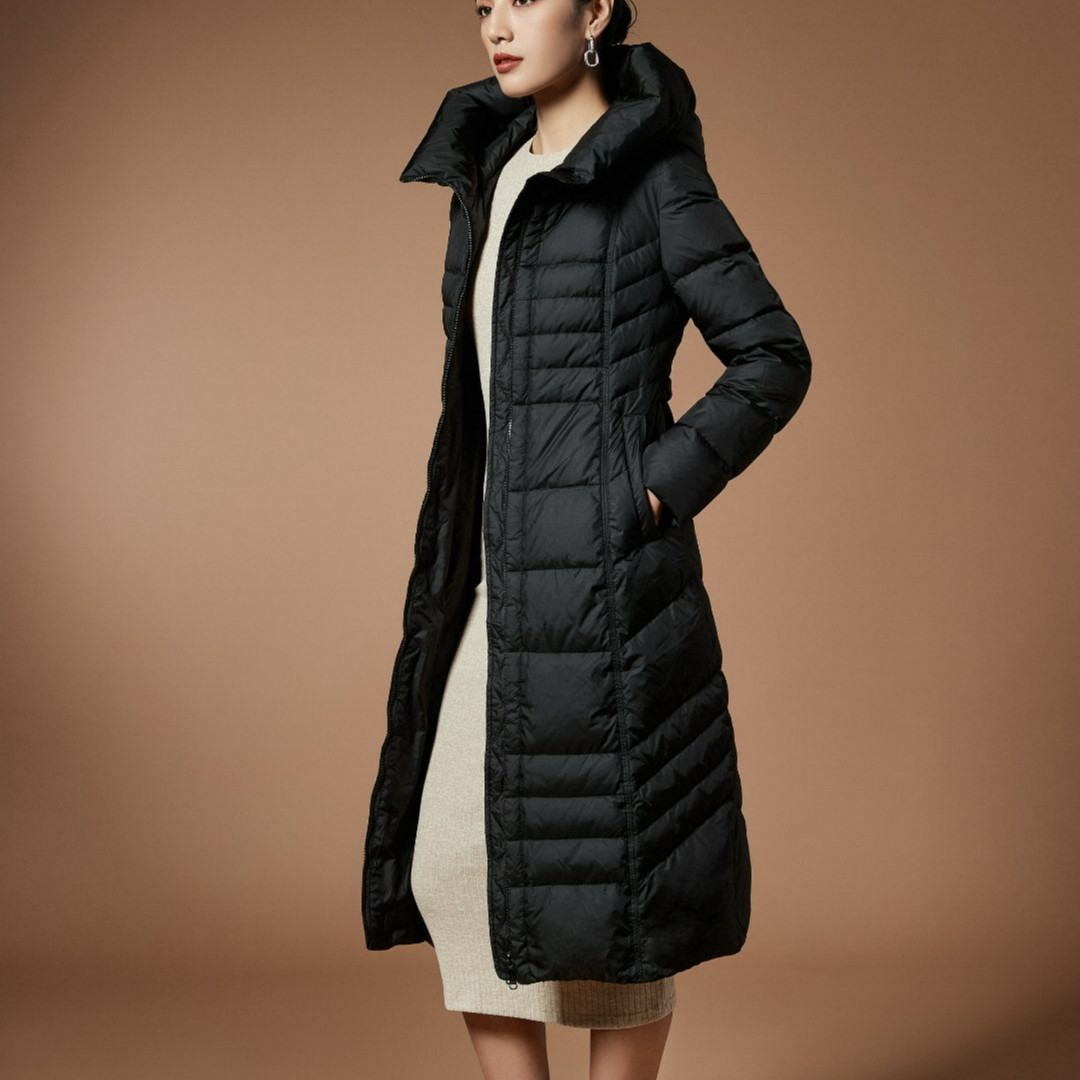 F18036长款气质宽松白鸭绒羽绒服女冬季时尚加厚保暖秋冬防风