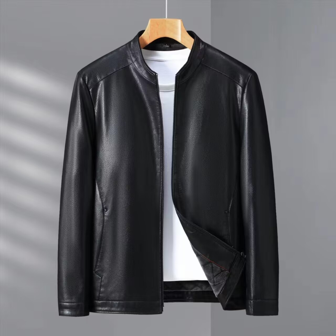 秋冬新款2025海宁皮衣男士立领加绒外套休闲商务皮夹克UDER-215#