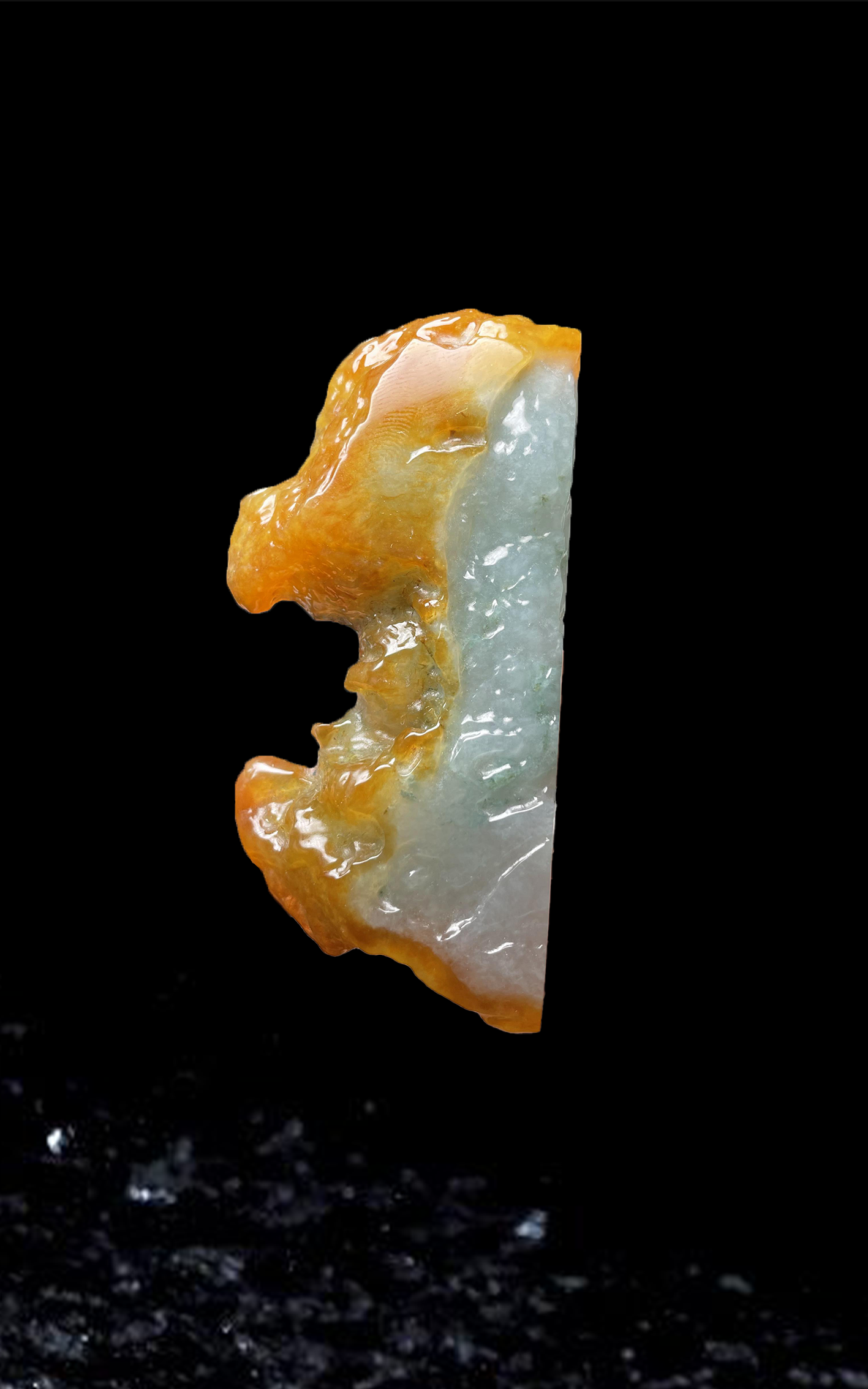 【玉良缘】天然A货翡翠特色随形设计雕刻翡翠观音侍女玉良缘雕刻