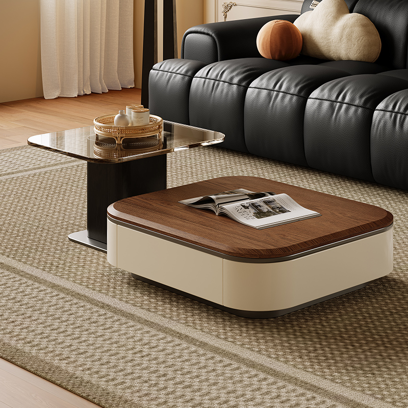 2024新款中古风茶几电视柜组合客厅小户型复古极简家用方形茶几