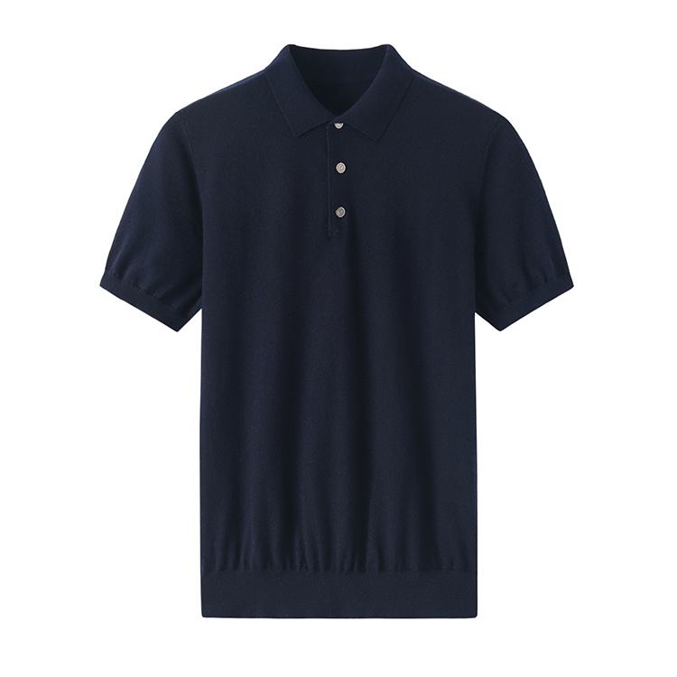 雍致-原产地纯山羊绒精纺polo领男半袖百搭简约针织休闲羊绒衫