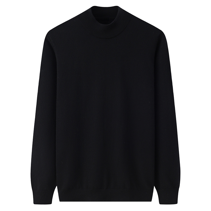 雍致-纯羊绒精纺双提加厚半高领男款秋冬套头保暖打底针织衫