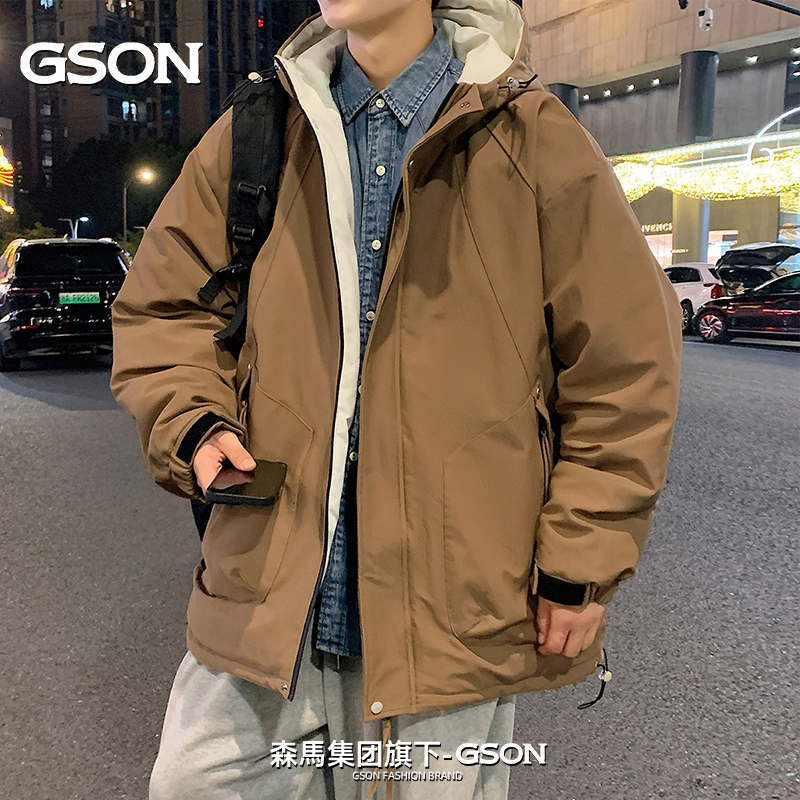 品牌优选GSON男款棉服冬季2023年新款加厚棉袄棉衣面包服连帽外套