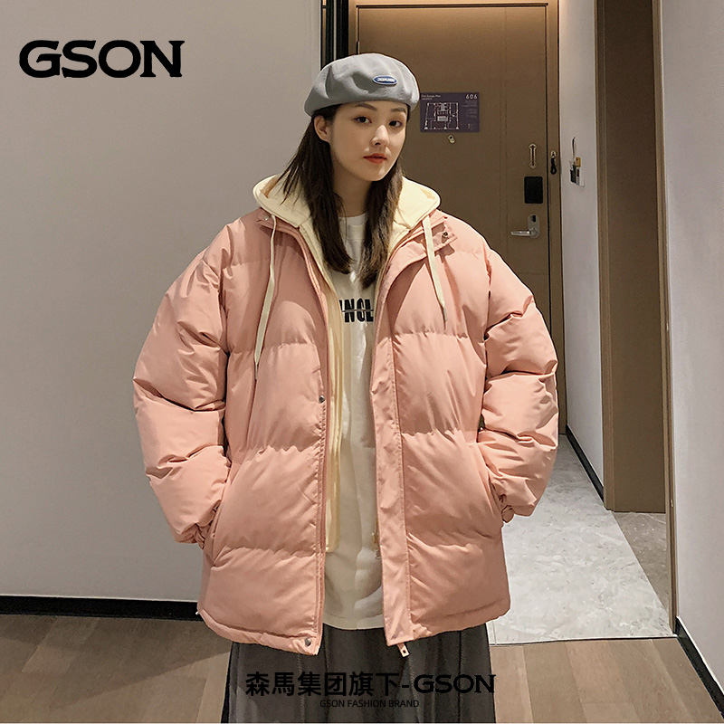 森馬集团GSON秋冬季保暖加厚情侣棉服男女新款棉衣外套棉袄女面包