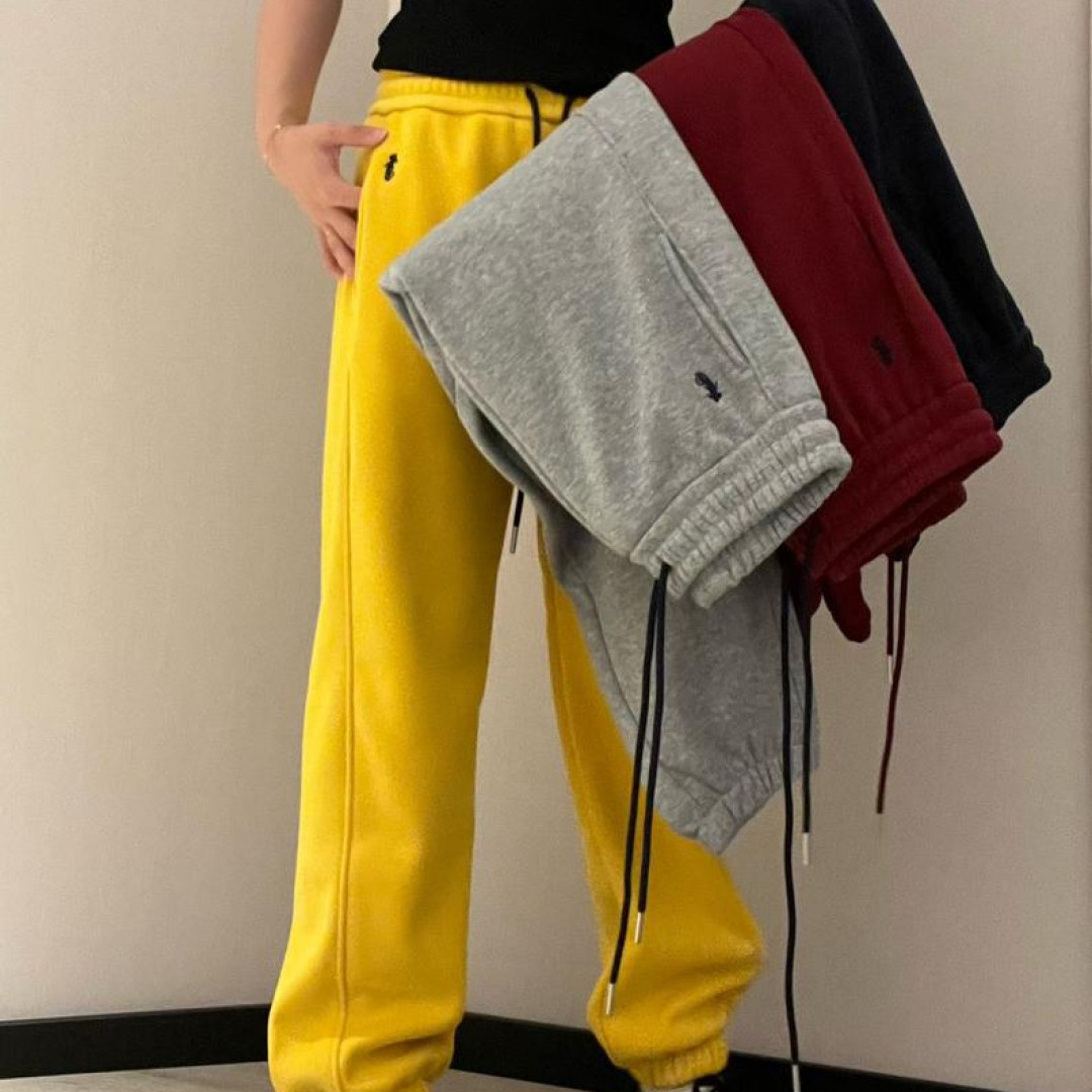 美式加绒运动裤女秋冬2025新款高腰宽松阔腿休闲束脚卫裤潮爆款  