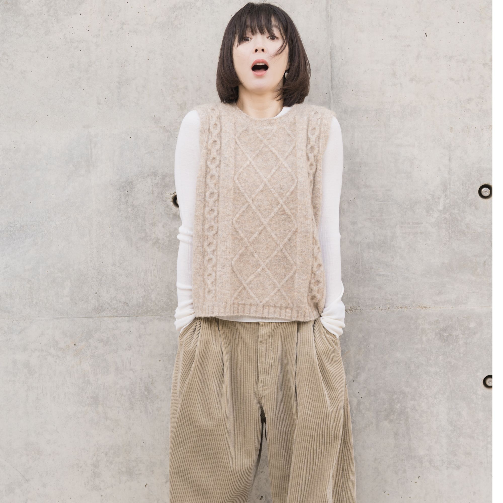 ikigai 秋冬搭配实用简约 菠萝马甲 无袖毛背心 针织套头毛马甲