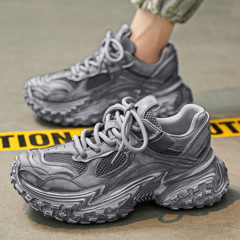 轮胎底做旧老爹鞋男2024秋季新款厚底增高复古青少年运动脏脏潮鞋