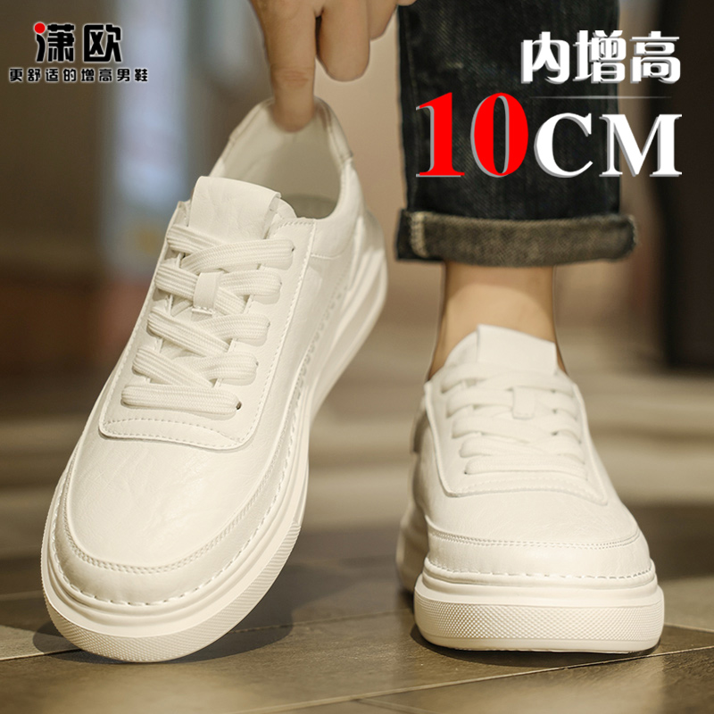 夏季内增高鞋男10cm隐形透气厚底板鞋男士休闲运动百搭小白鞋男款