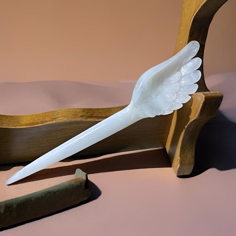 岫玉发簪，翅膀玉簪，白色款，女簪，简约大气，精致，百搭，汉服头饰