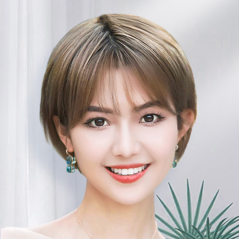 【半头手织】假发套假发全头套全真人发短发女全头自然造型整顶真发
