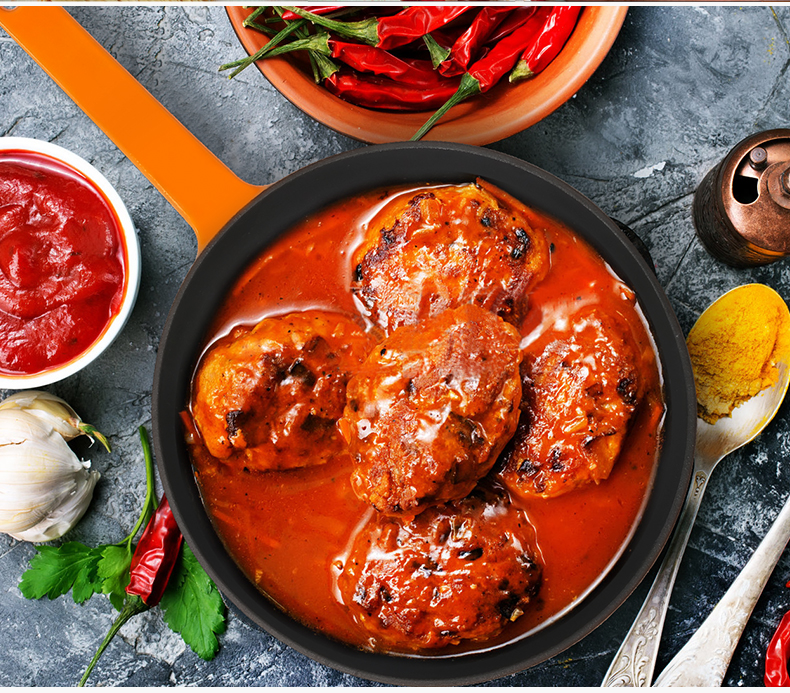 铸味 | 23cm橙色铸铁珐琅平底煎盘