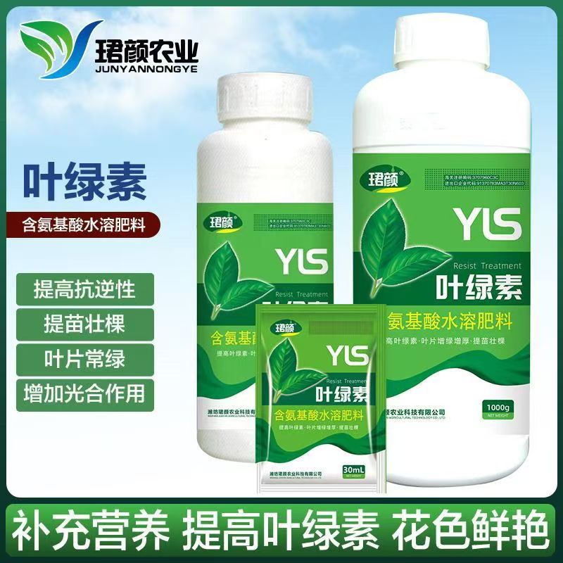 珺颜叶绿素叶片增绿变厚增花保果提苗壮棵含氨基酸水溶肥叶面肥