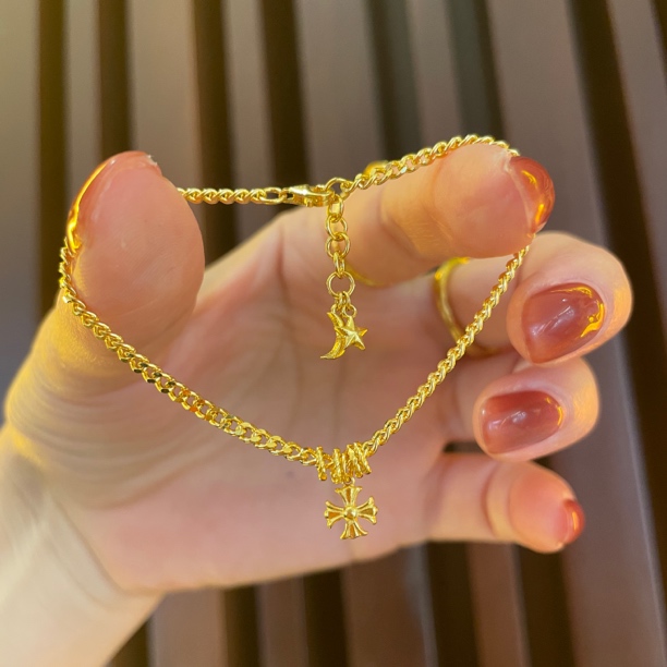 足金999 ins风格古巴黄金手链