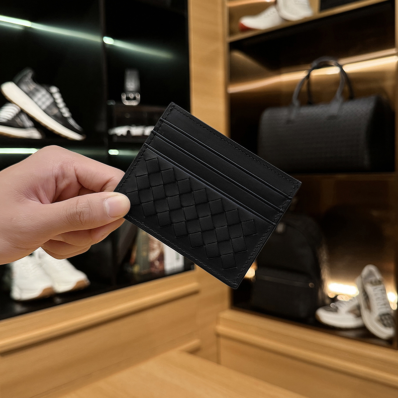 BOSOM VARVLEBV【胎牛皮】男士短款卡包手工编织头层牛皮证件包卡夹