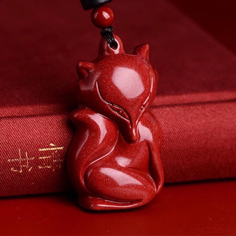 含辰砂工艺品正品高含量朱砂单尾狐狸款式吊坠时尚情侣同款礼物