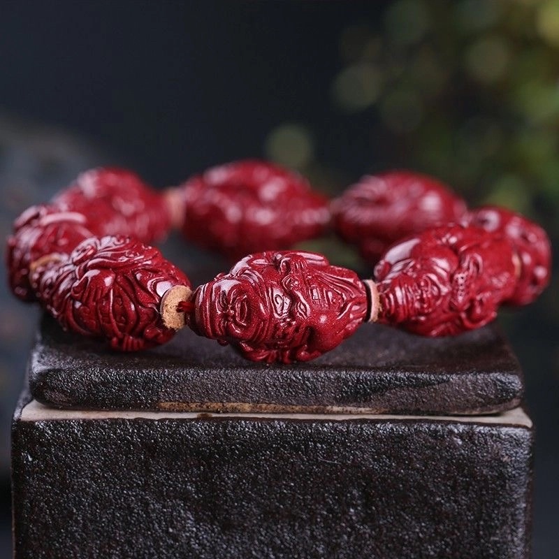 含辰砂工艺品正品高含量朱砂八颗不同珠子时尚男士礼物手串