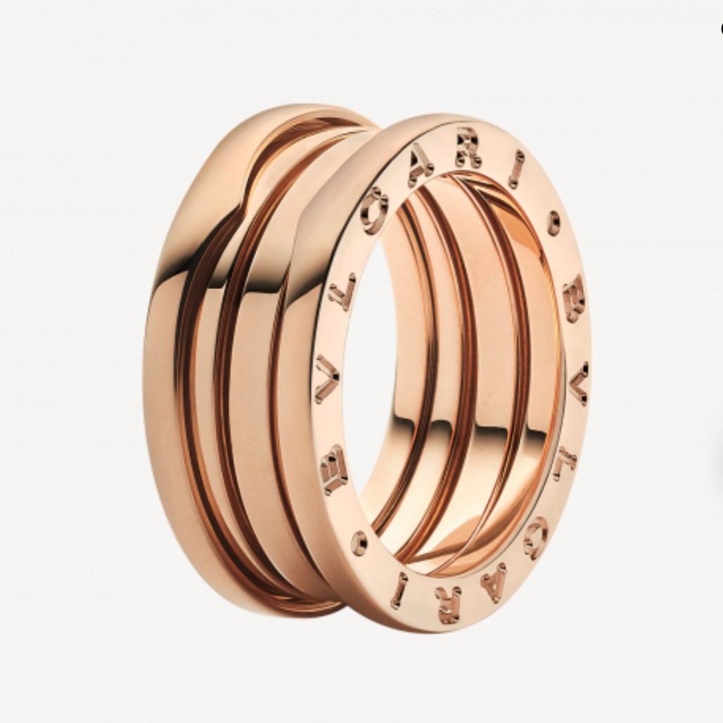 99新 BVLGARI/宝格丽 玫金三环弹簧指环戒指，公价20700