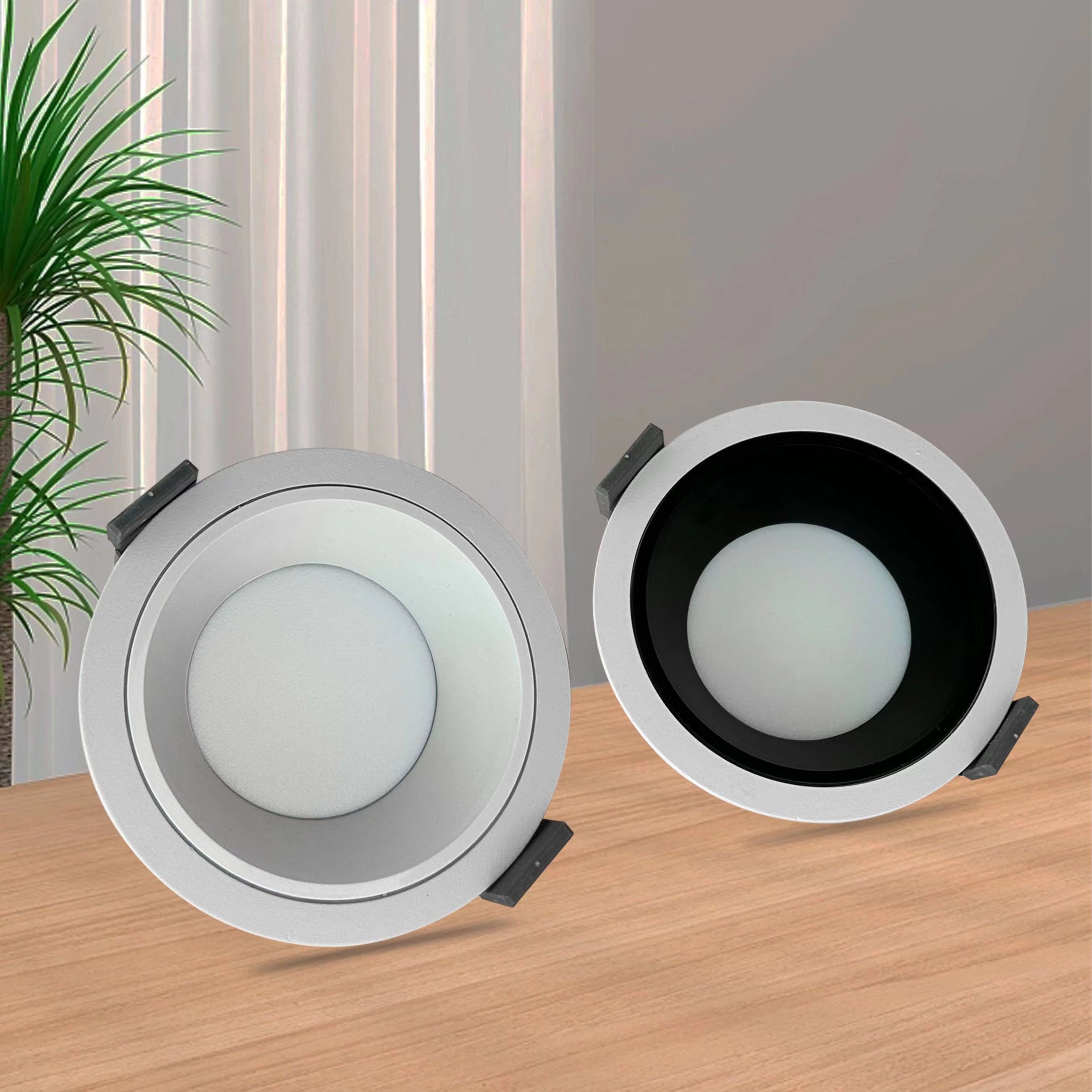 LED防眩筒灯嵌入式无主灯三色变光家用客厅12瓦窄边孔灯桶灯牛眼