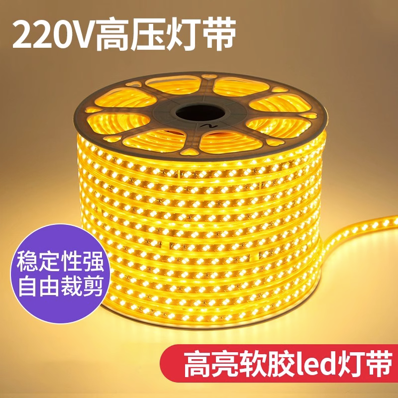 led无频闪户外防水软灯带条220高压超亮家用客厅吊顶工程亮化暖光
