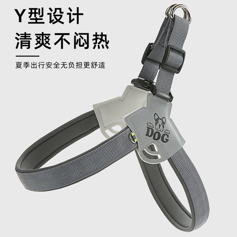 新品宠物牵引绳胸背带项圈三件装防爆冲不勒手大型犬狗狗绳子反光