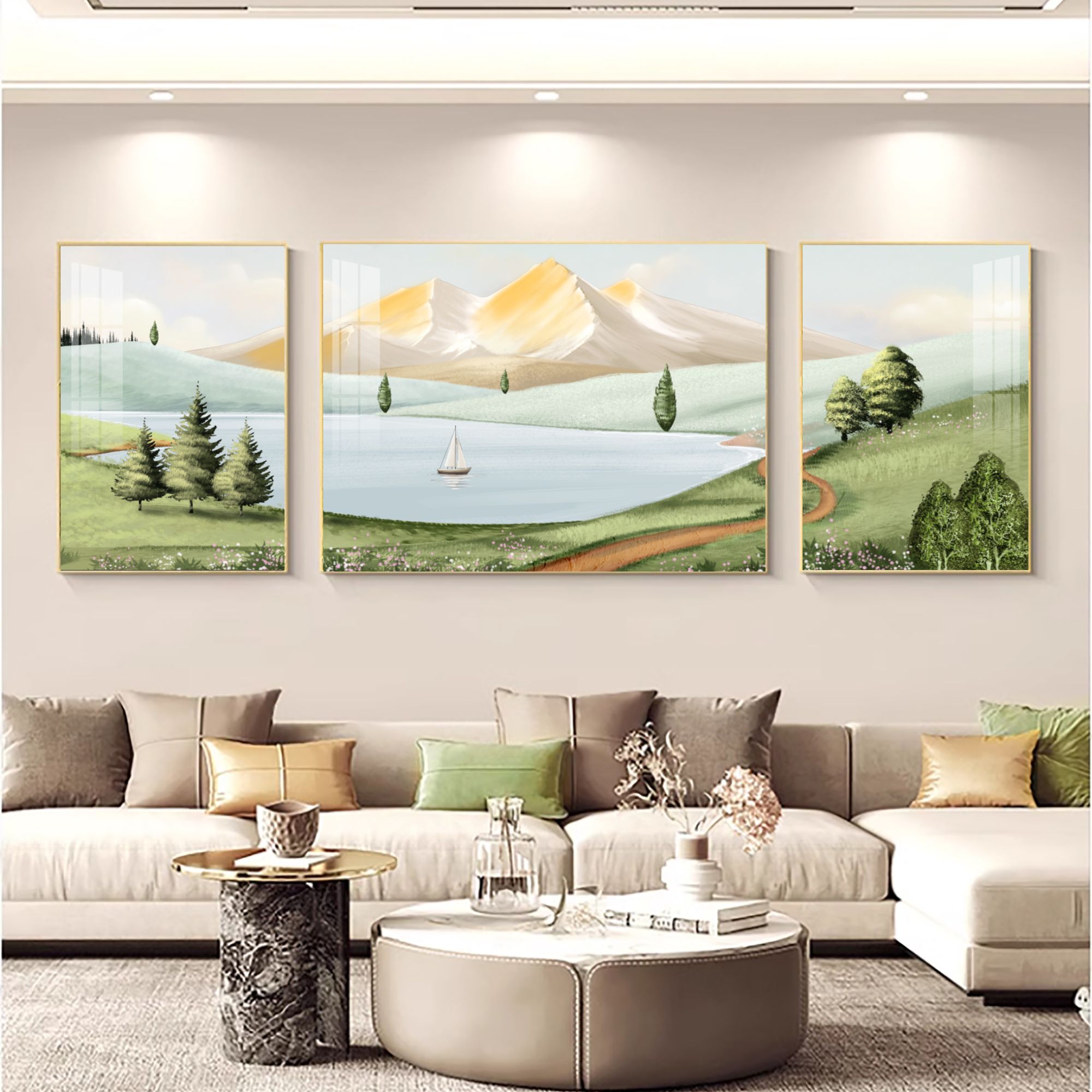 品兰【日照金山】装饰画客厅金山沙发背景墙挂画奶油风轻奢装饰画