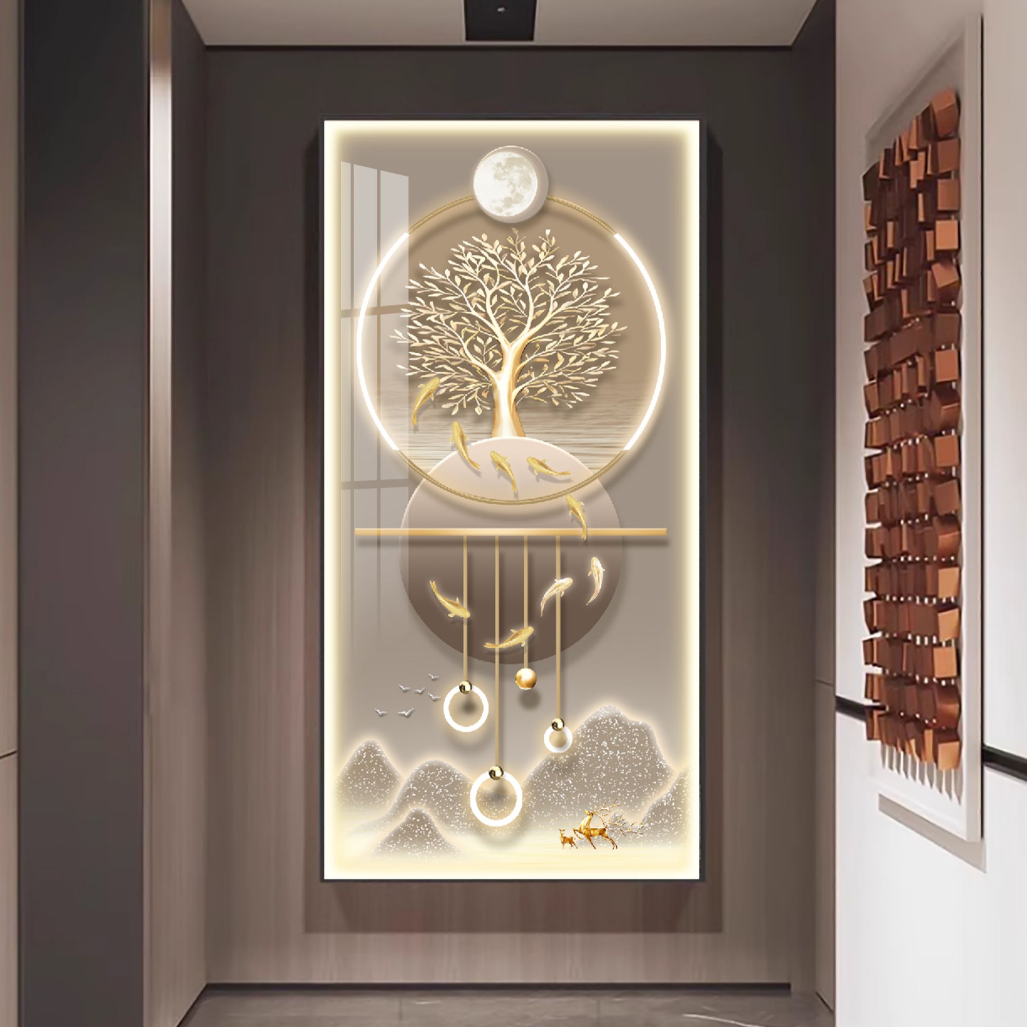 品兰【发财树】轻奢简约玄关画客厅入户门抽象挂画现代装饰画壁画