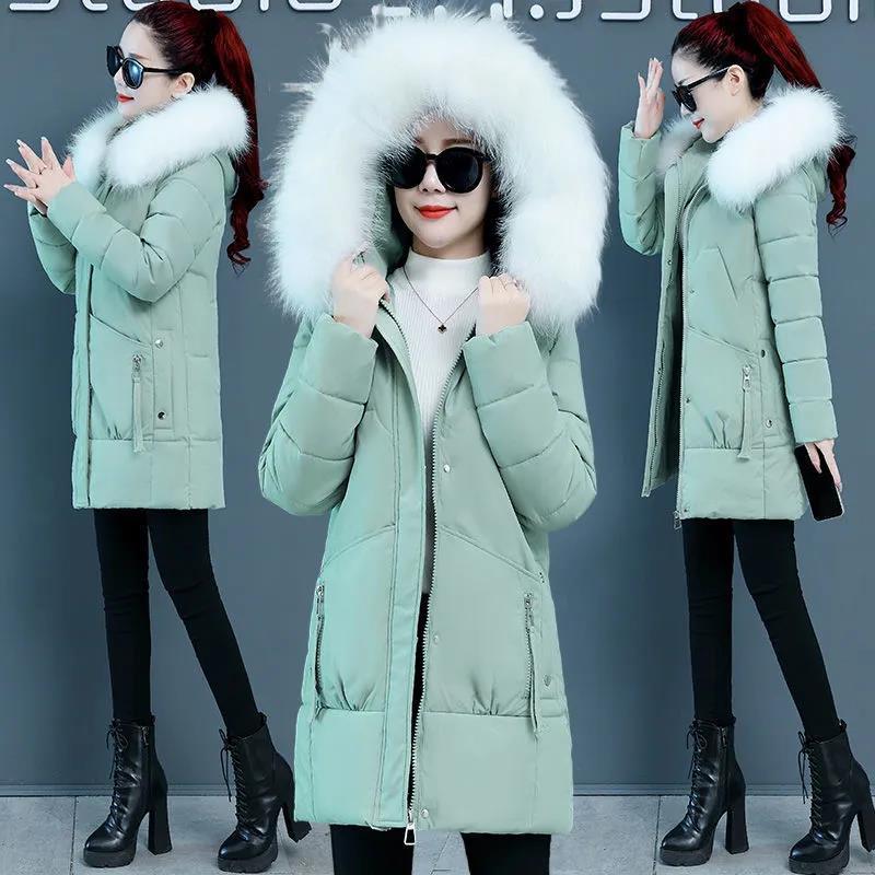 波司澄不带毛领2022冬新款棉服韩版羽绒棉女中长款修身显瘦加厚棉