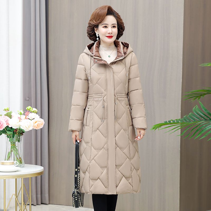 波司澄潮流2023新款中老年妈妈冬季连帽棉服时尚修身气质中长款羽