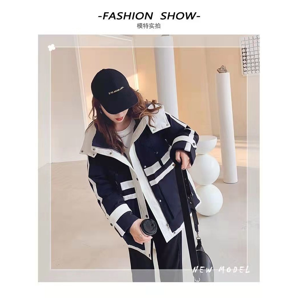 波司澄羽绒棉服女2023新款工装爆款白鸭绒宽松显瘦加厚韩版学生时